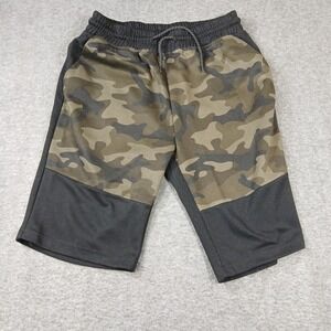 Southpole Mens Camo Athletic Shorts Black Green Camouflage Drawstring Large